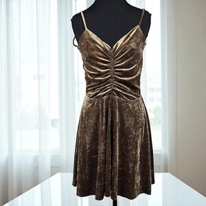 Blue Life Velvet Mini Dress Woman Medium Ruched Bodycon Sleeveless Babydoll Chic